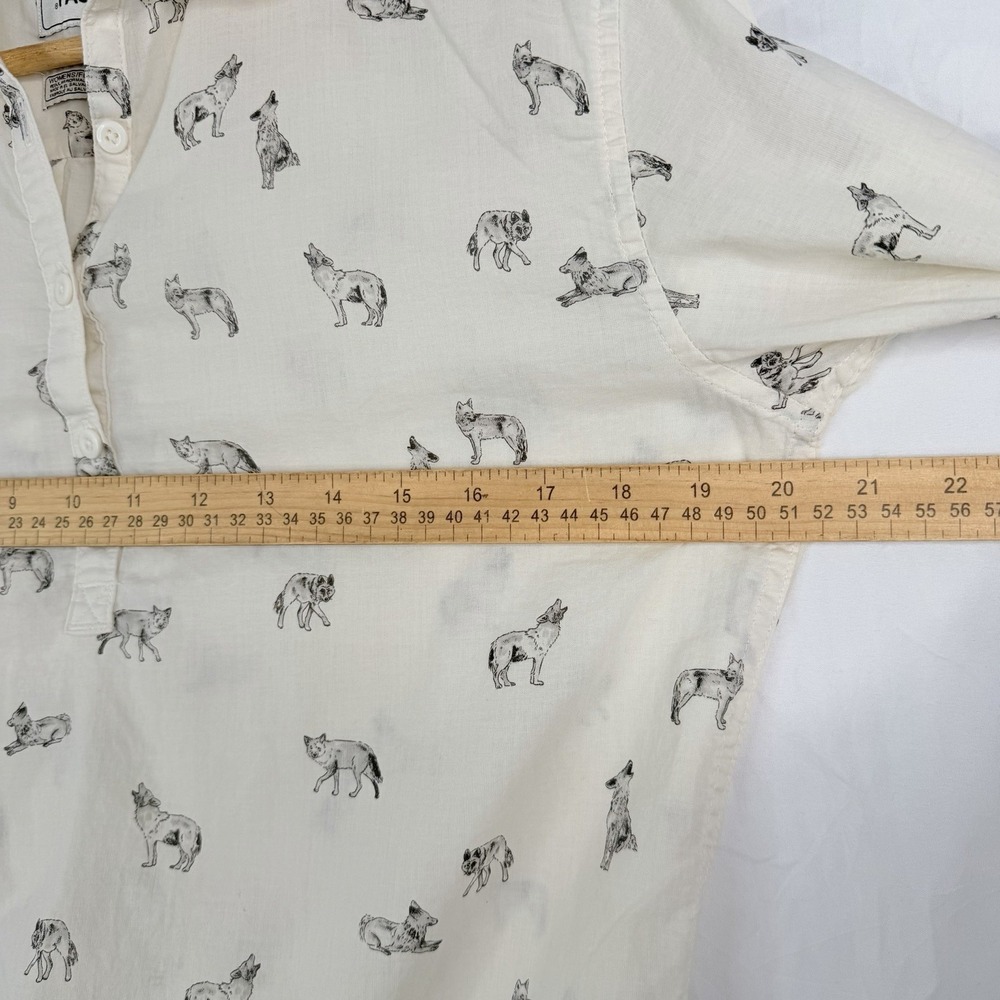 The North Face women Shirt All Over Print Wolves Wolf Nature SZ-S organic cotton - Picture 6 of 16